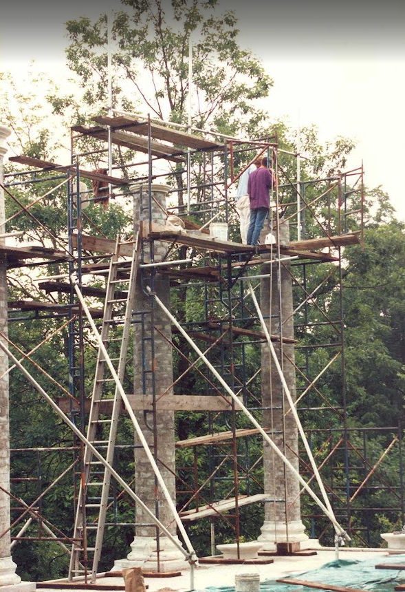 Jeremy and Geoff building a column together